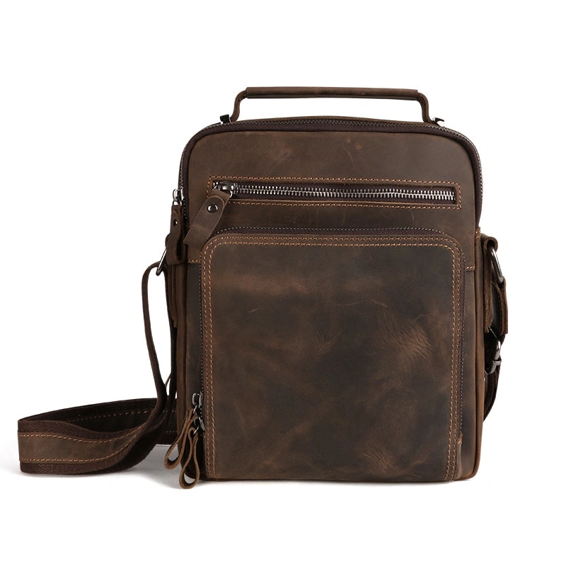 Men's Leather Crossbody Bag- Casual Vintage with Large Capacity- New Cross-Border Arrival